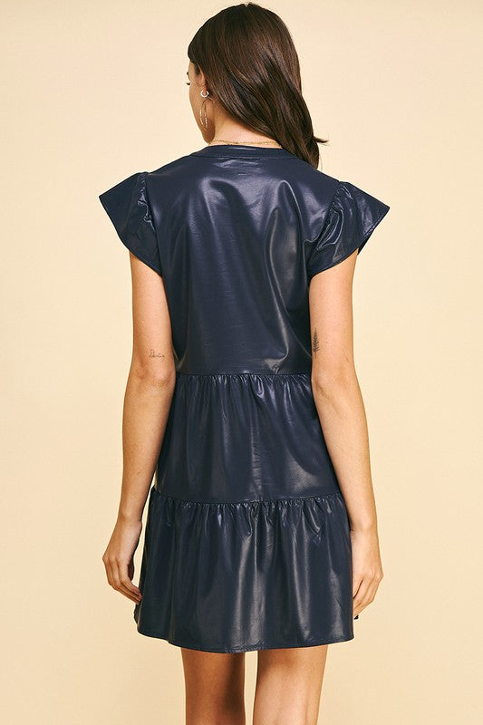Party Girl Faux Leather Dress, Black