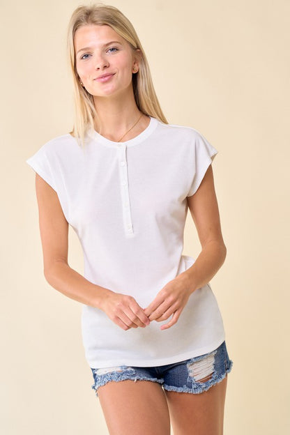 Reva Cap Sleeve Knit Top, Ivory