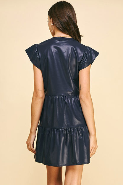 Party Girl Faux Leather Dress, Black