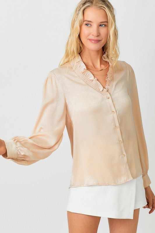 Wynonna High Neck Ruffled Blouse