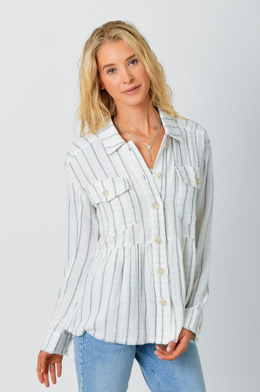 Rainy Day Peplum Top, Vintage White
