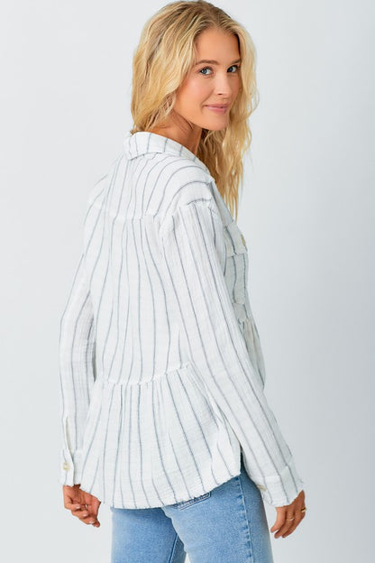 Rainy Day Peplum Top, Vintage White