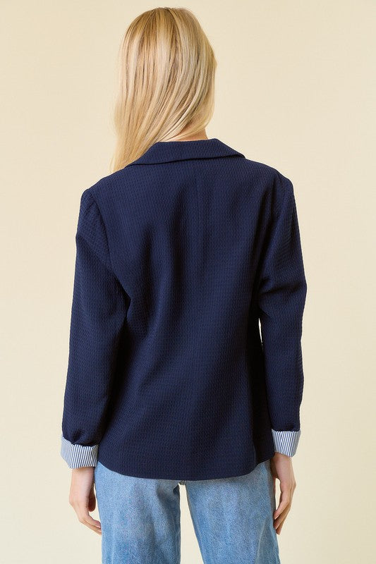 Ava Waffle Weave Blazer, Midnight