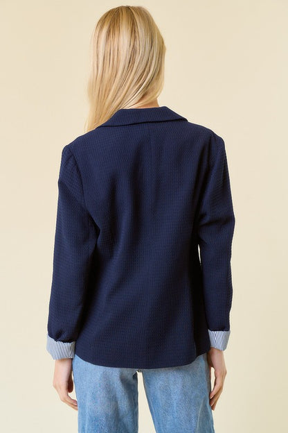 Ava Waffle Weave Blazer, Midnight