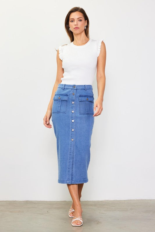 Denim for Days Midi Skirt, Blue