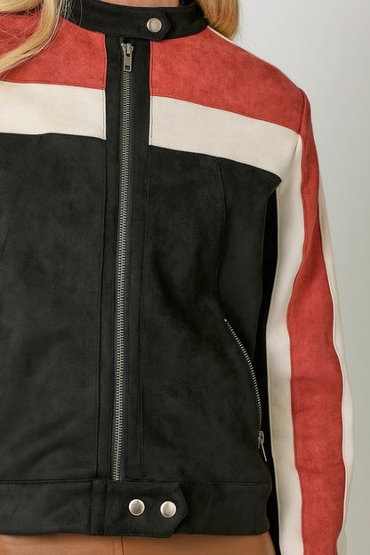 Harley Color Block Moto Jacket, Black Combo