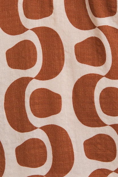 Cinnamon Swirl Geo Print Top, Cream & Rust