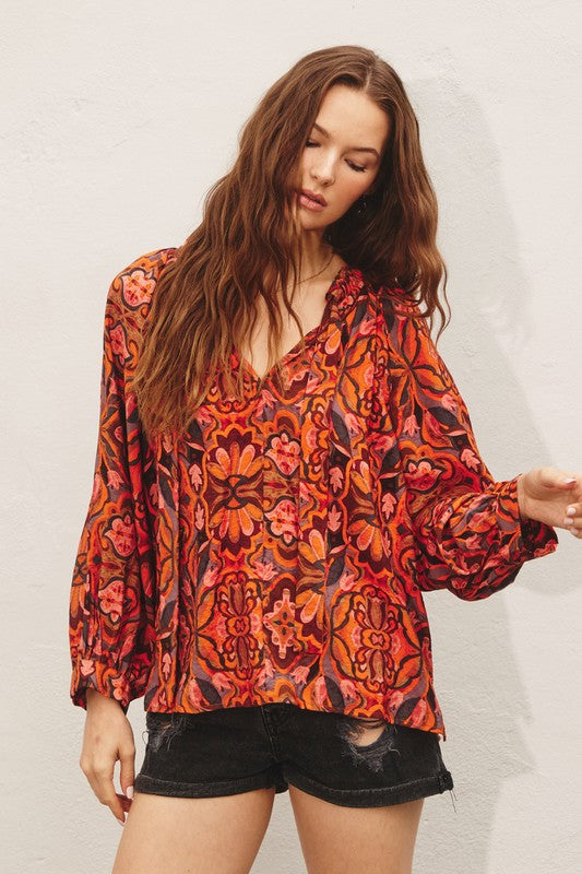 Harvest Moon Tie Front Top