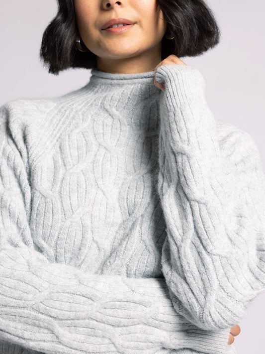 Amal Knit Sweater, Heather Grey