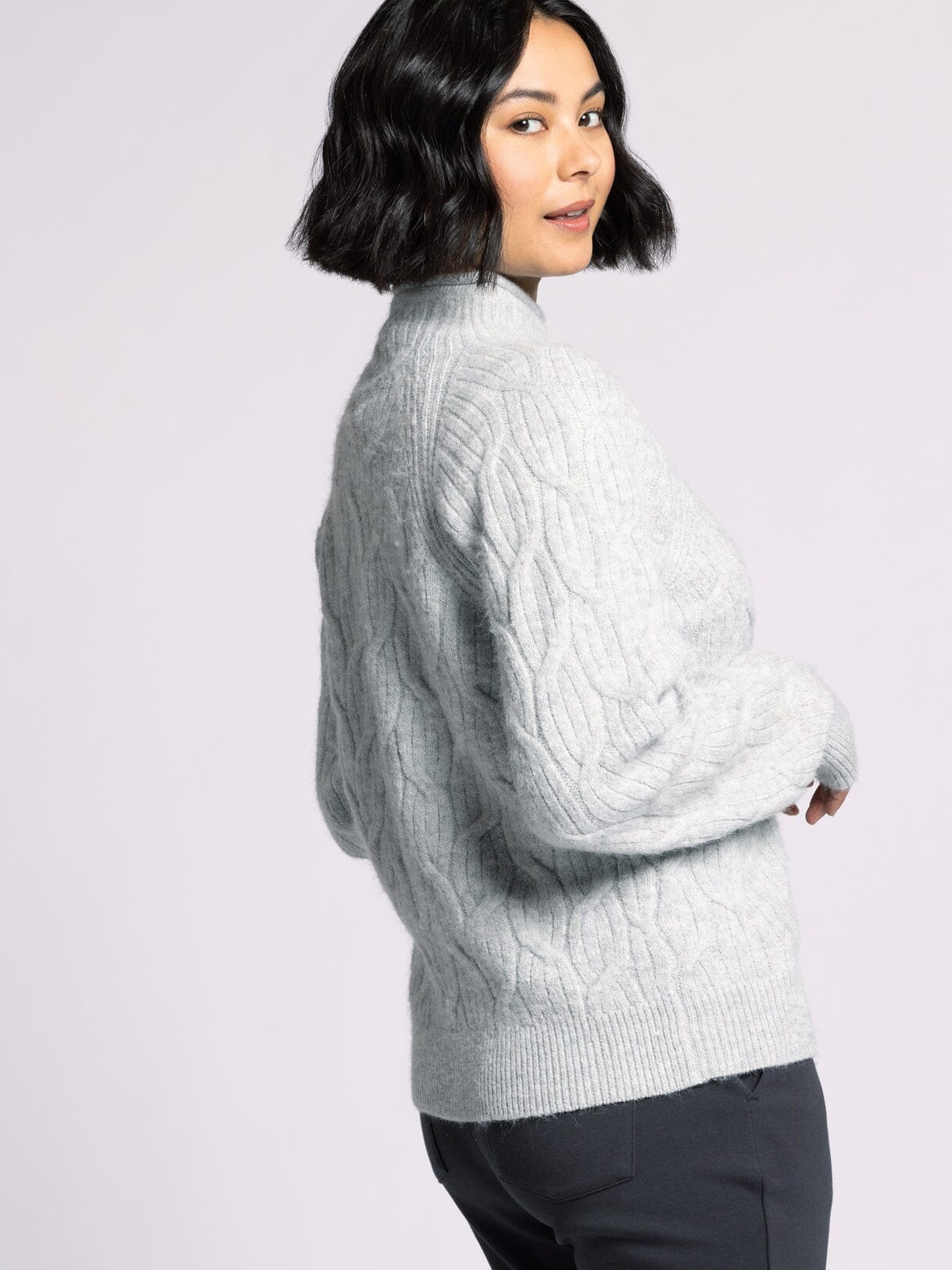 Amal Knit Sweater, Heather Grey